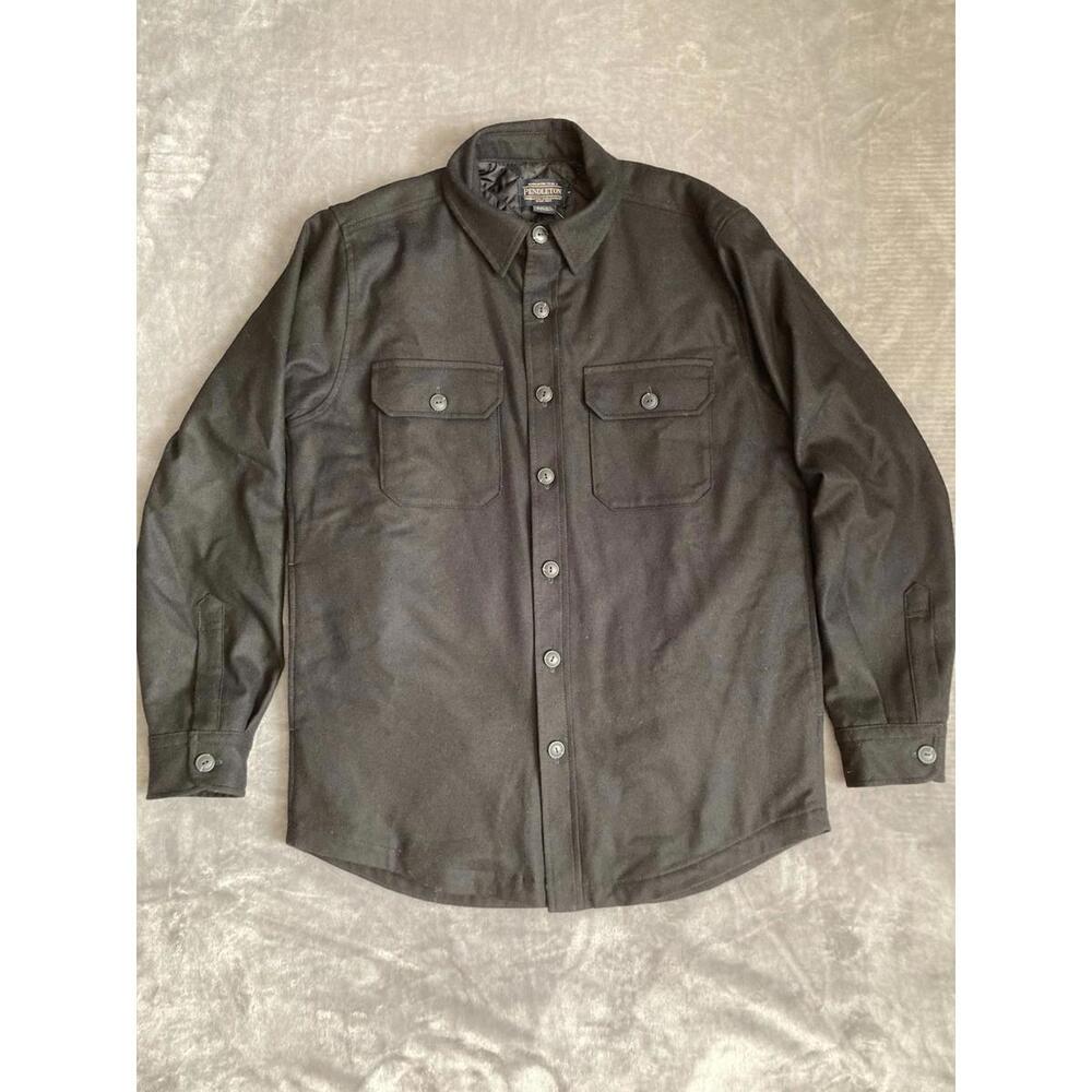 Pendleton Wool Quilt Lined Black Shirt Jacket Mens Sz Medium